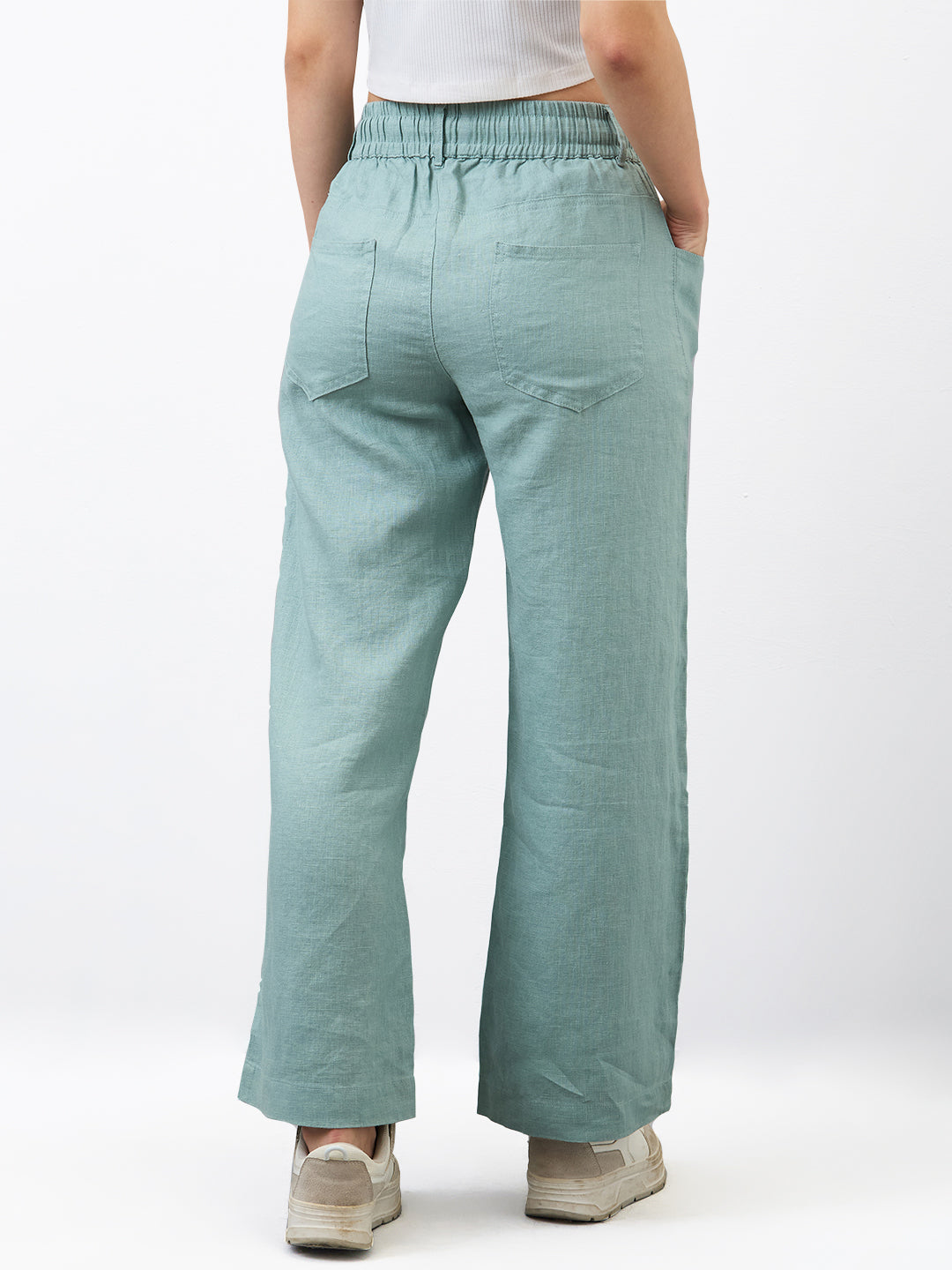 Spykar Green Straight Fit Trouser For Women