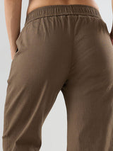 Women Trouser Straight Fit Olive Mid Rise