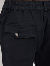 Women Trouser Straight Fit Black Mid Rise