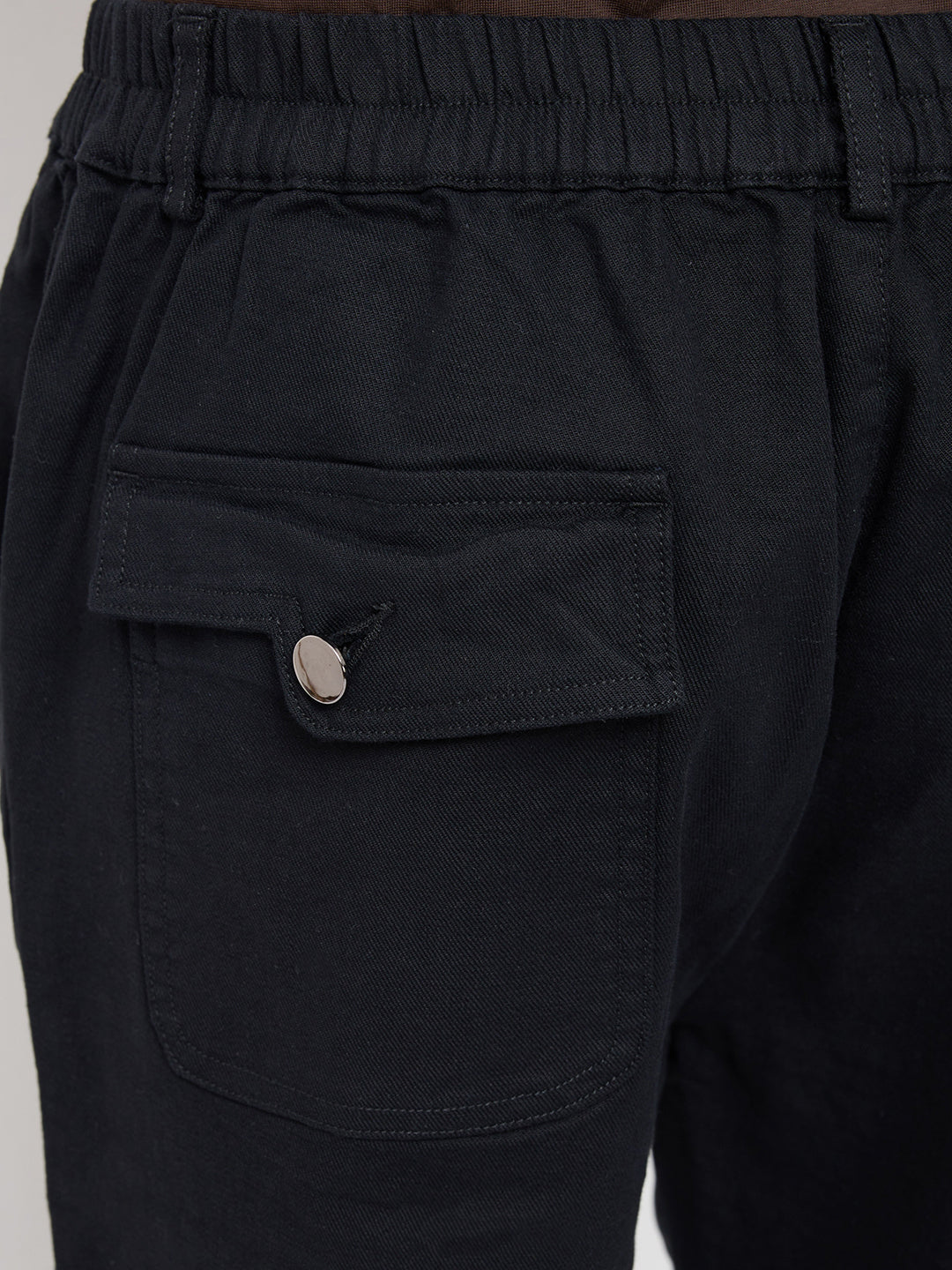 Women Trouser Straight Fit Black Mid Rise