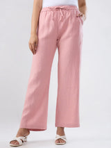 Women Trouser Pink Wide Leg High Rise