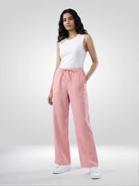 Women Trouser Pink Wide Leg High Rise