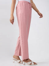 Women Trouser Pink Wide Leg High Rise