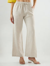 Women Trouser Wide Leg White High Rise