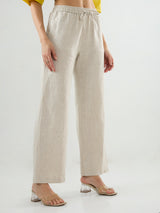 Women Trouser Wide Leg White High Rise