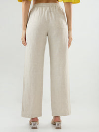 Women Trouser Wide Leg White High Rise