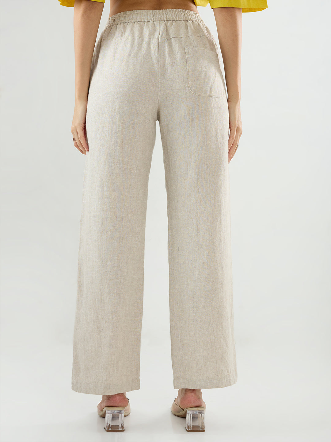 Women Trouser Wide Leg White High Rise