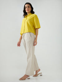 Women Trouser Wide Leg White High Rise