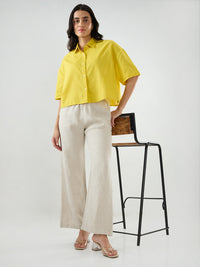 Women Trouser Wide Leg White High Rise