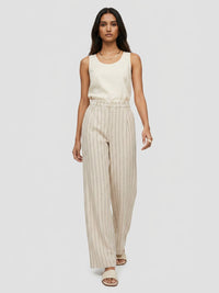 Women Trouser Wide Leg White Mid Rise