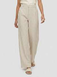 Women Trouser Wide Leg White Mid Rise