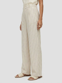 Women Trouser Wide Leg White Mid Rise