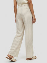 Women Trouser Wide Leg White Mid Rise