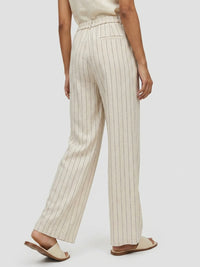 Women Trouser Wide Leg White Mid Rise