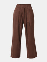 Women Trouser Loose Fit Brown High Rise