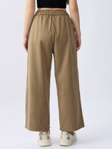 Women Trouser Loose Fit Olive Green High Rise