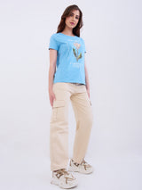 Women Trouser Cargo Fit Beige High Rise
