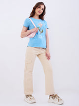 Women Trouser Cargo Fit Beige High Rise