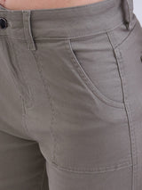 Women Trouser Cargo Fit Olive High Rise