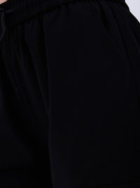 Women Trouser Cargo Fit Black High Rise