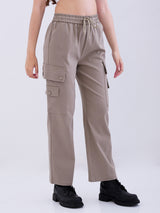 Women Trouser Cargo Fit Olive High Rise