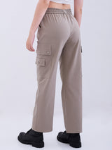 Women Trouser Cargo Fit Olive High Rise