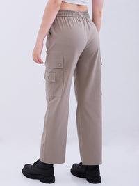 Women Trouser Cargo Fit Olive High Rise