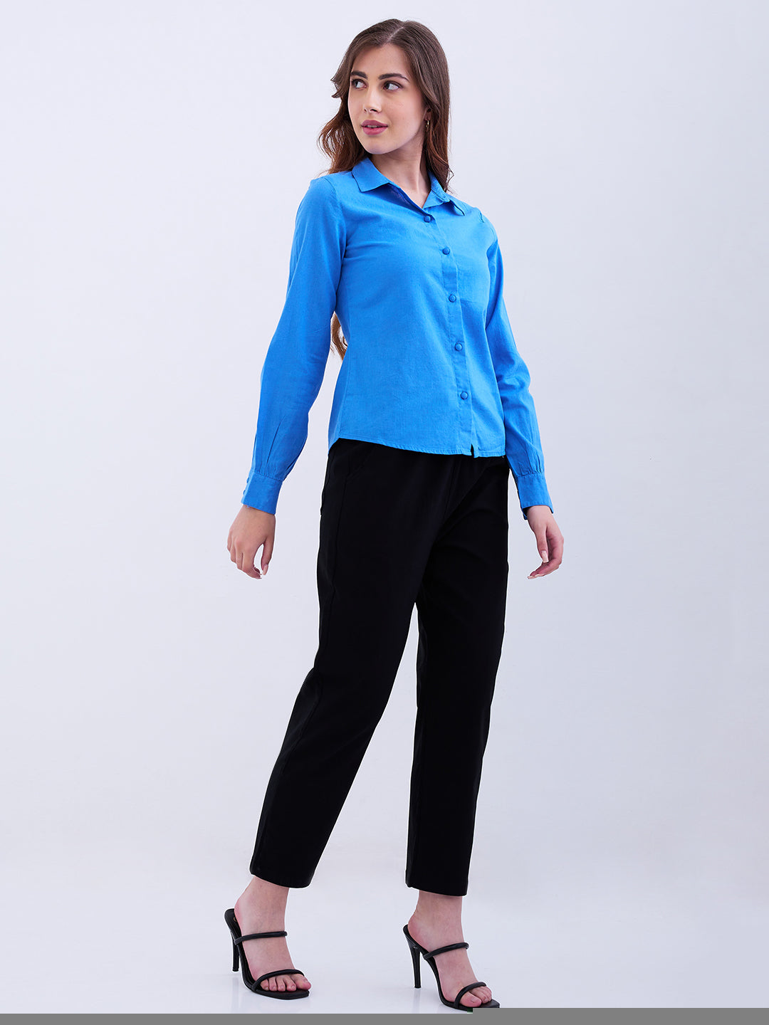 Spykar Black Mid Rise Tapered Fit Casual Trousers For Women