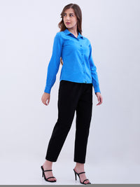 Women Trouser Slim Fit Black Mid Rise