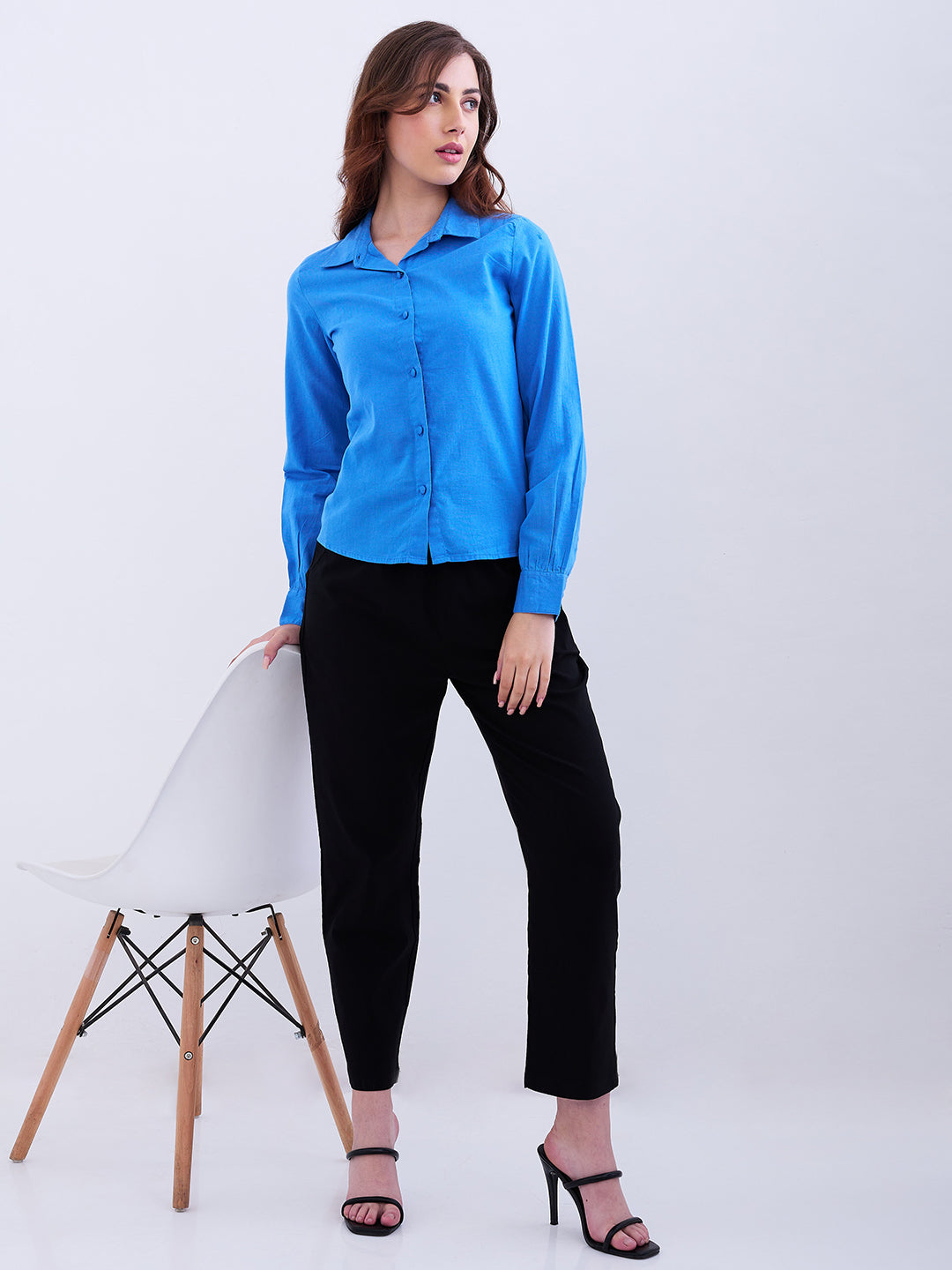 Spykar Black Mid Rise Tapered Fit Casual Trousers For Women