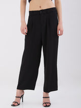Women Trouser Wide Leg Black High Rise