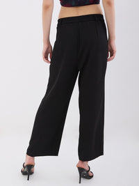 Women Trouser Wide Leg Black High Rise