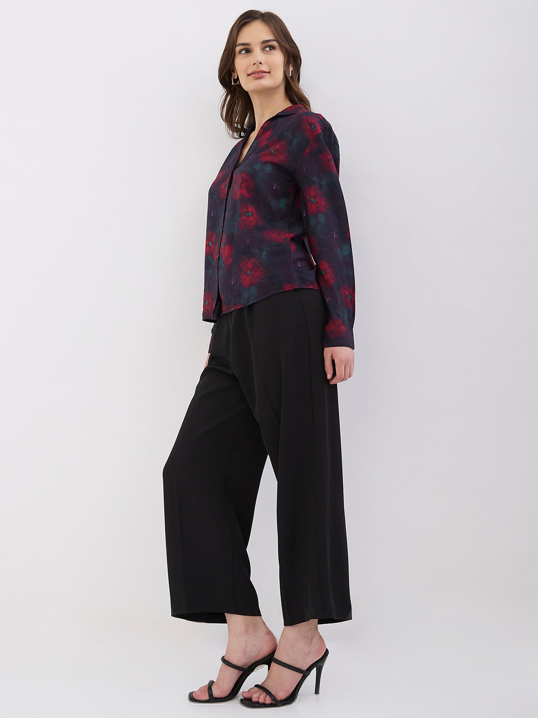 Spykar Black High Rise Wide Leg Casual Trousers For Women