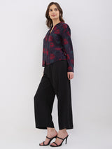 Women Trouser Wide Leg Black High Rise