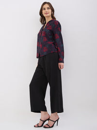 Women Trouser Wide Leg Black High Rise
