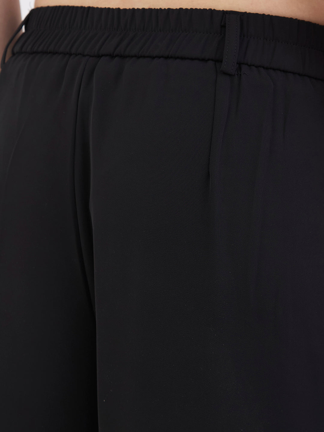 Spykar Black High Rise Wide Leg Casual Trousers For Women
