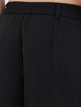 Women Trouser Wide Leg Black High Rise