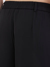 Women Trouser Wide Leg Black High Rise