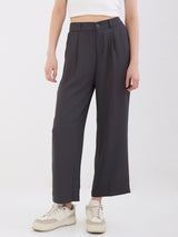 Women Trouser Wide Leg Grey High Rise
