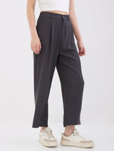 Women Trouser Wide Leg Grey High Rise