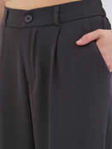 Women Trouser Wide Leg Grey High Rise