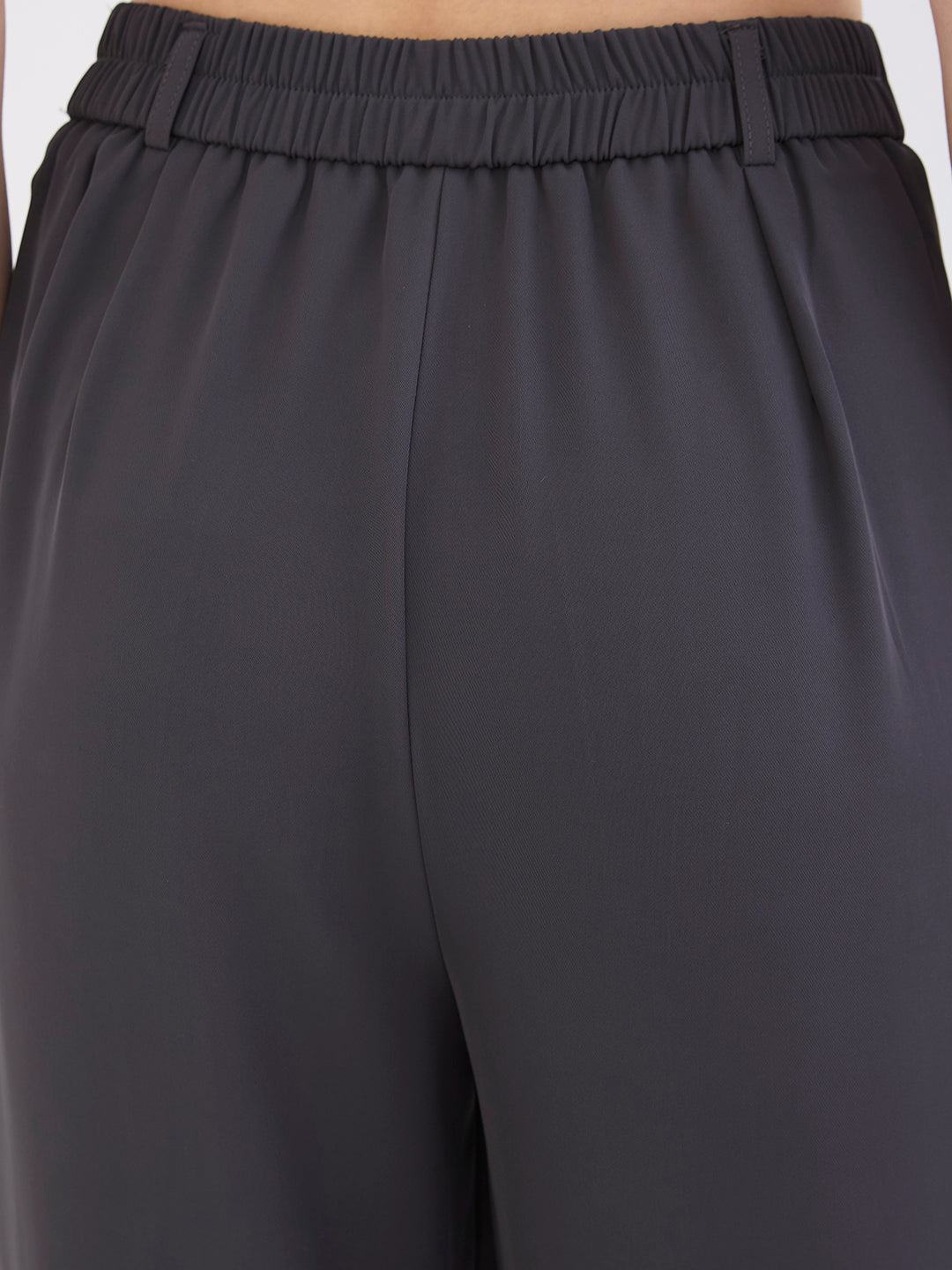 Spykar Dark Grey High Rise Wide Leg Casual Trousers For Women