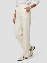 Women Trouser Straight Fit White High Rise