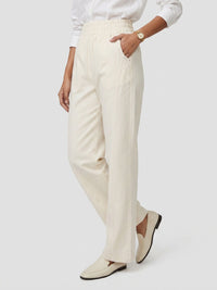 Women Trouser Straight Fit White High Rise