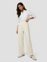 Women Trouser Straight Fit White High Rise