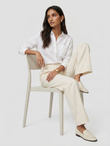 Women Trouser Straight Fit White High Rise