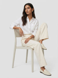 Women Trouser Straight Fit White High Rise