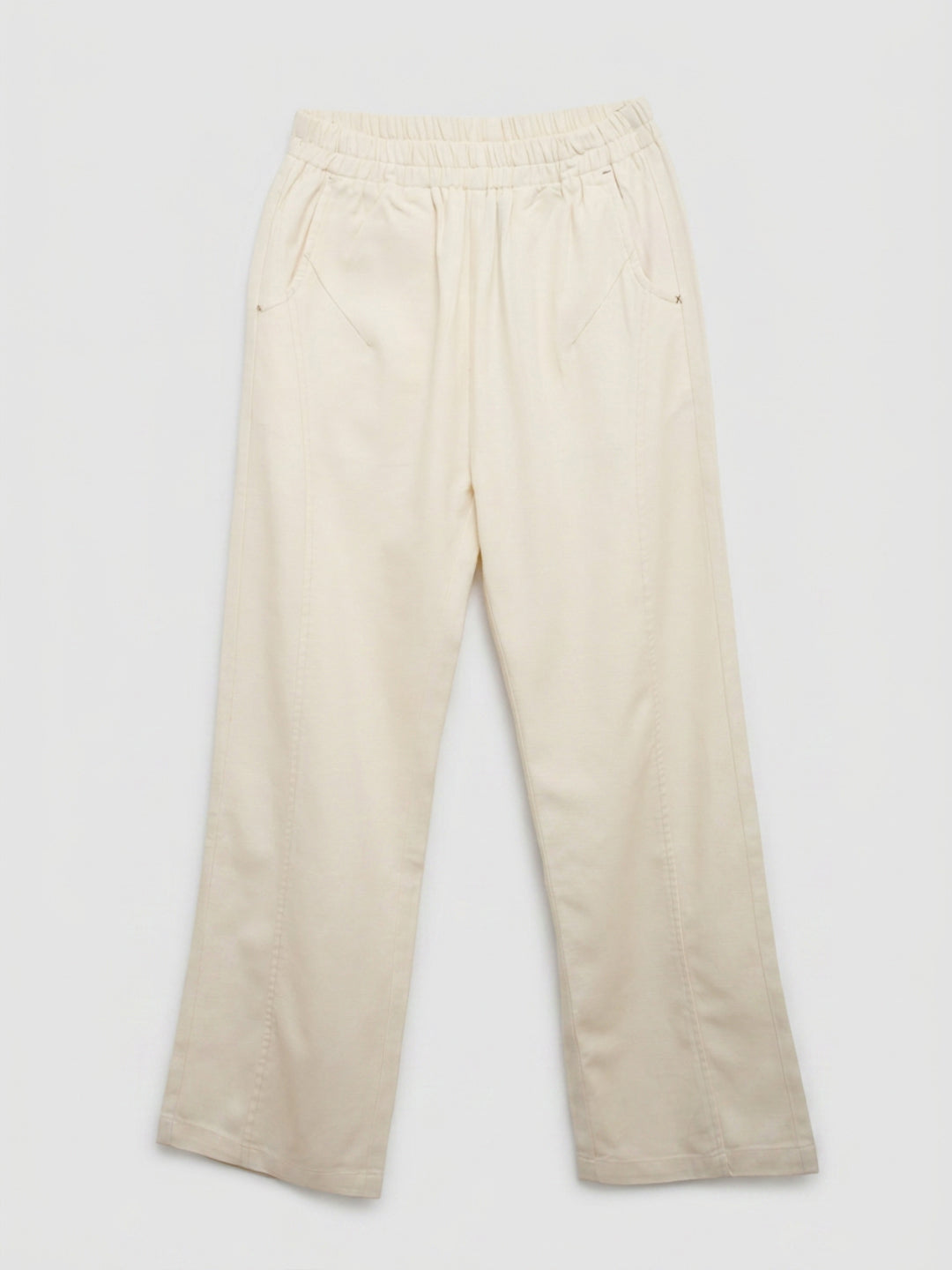 Women Trouser Straight Fit White High Rise