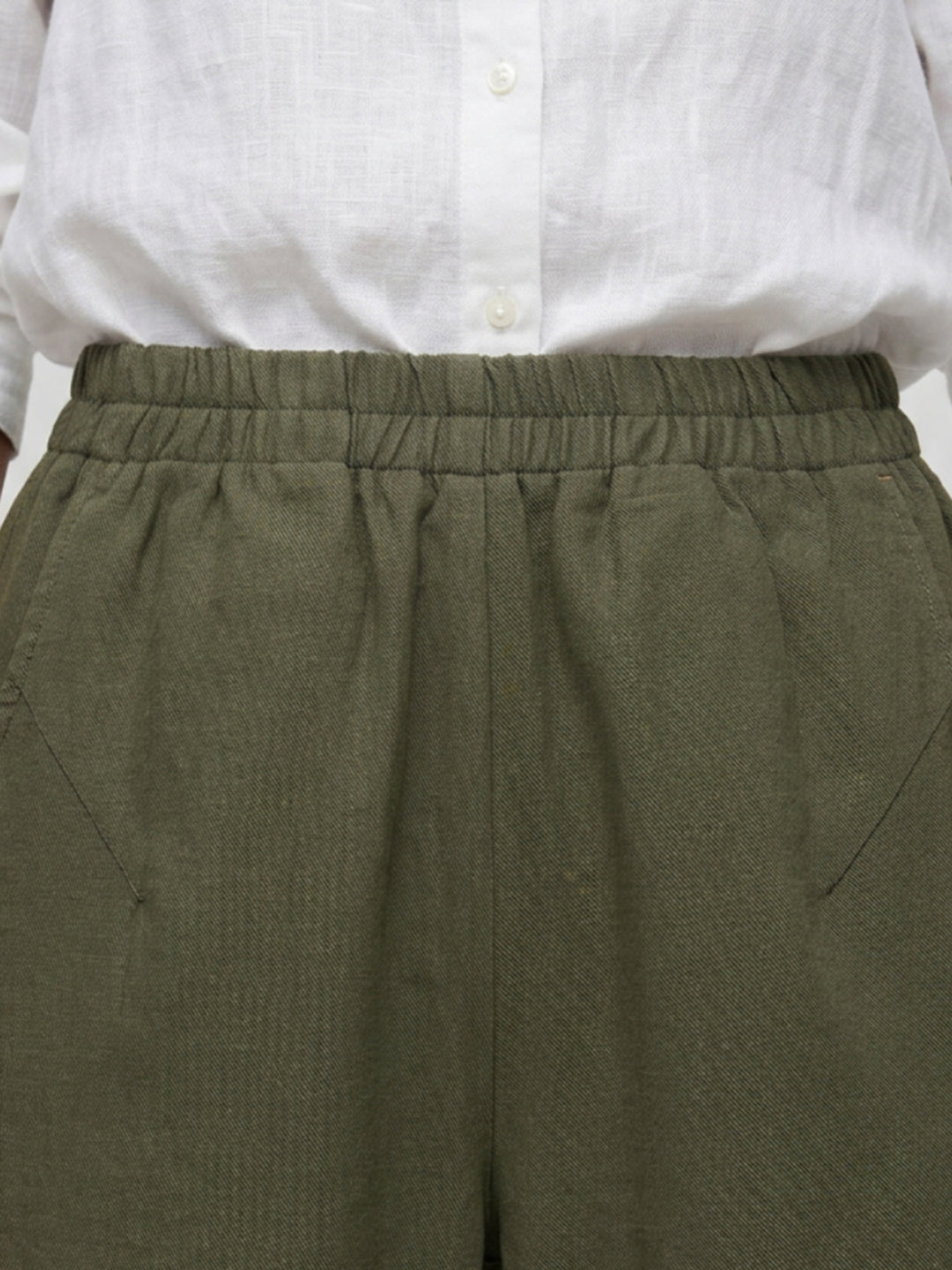 Women Trouser Straight Fit Green High Rise