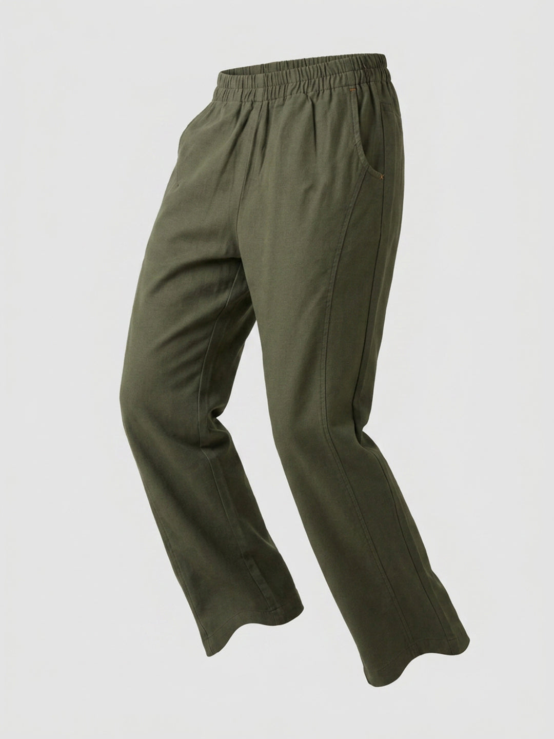 Women Trouser Straight Fit Green High Rise